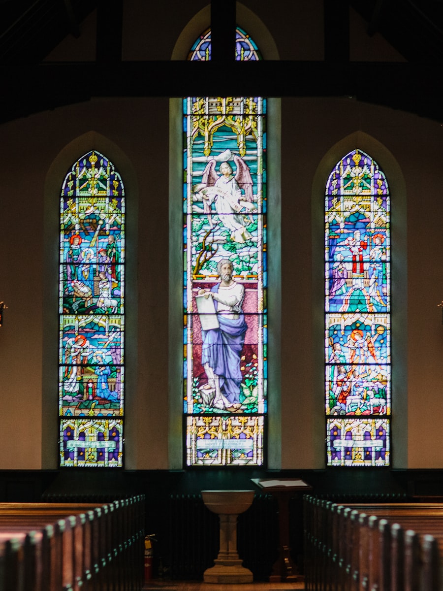 Warm light streaming through church interior
